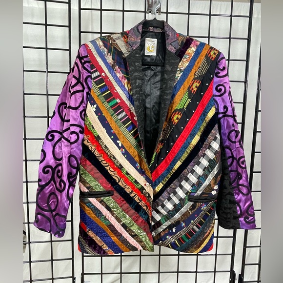 🚚 MOVING SALE Vintage Multi-Ribbon Jaquard Blazer Jacket by Chun Yuen - Picture 1 of 16